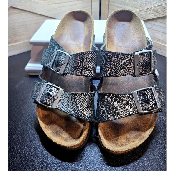 Birkenstock Metallic Snake Sandals Wmn 38 (7.5) Silver Double
